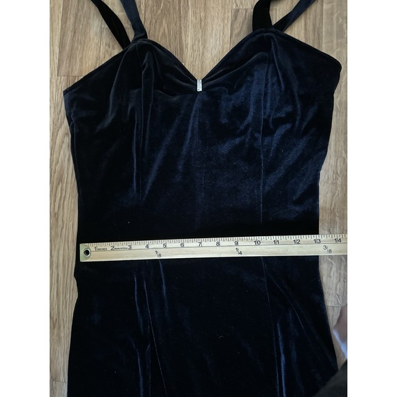 VTG Fashion Bug Velvet Dress Size 8 Black Slip Formal Gown Bolero Prom Y2K Goth - Picture 7 of 11